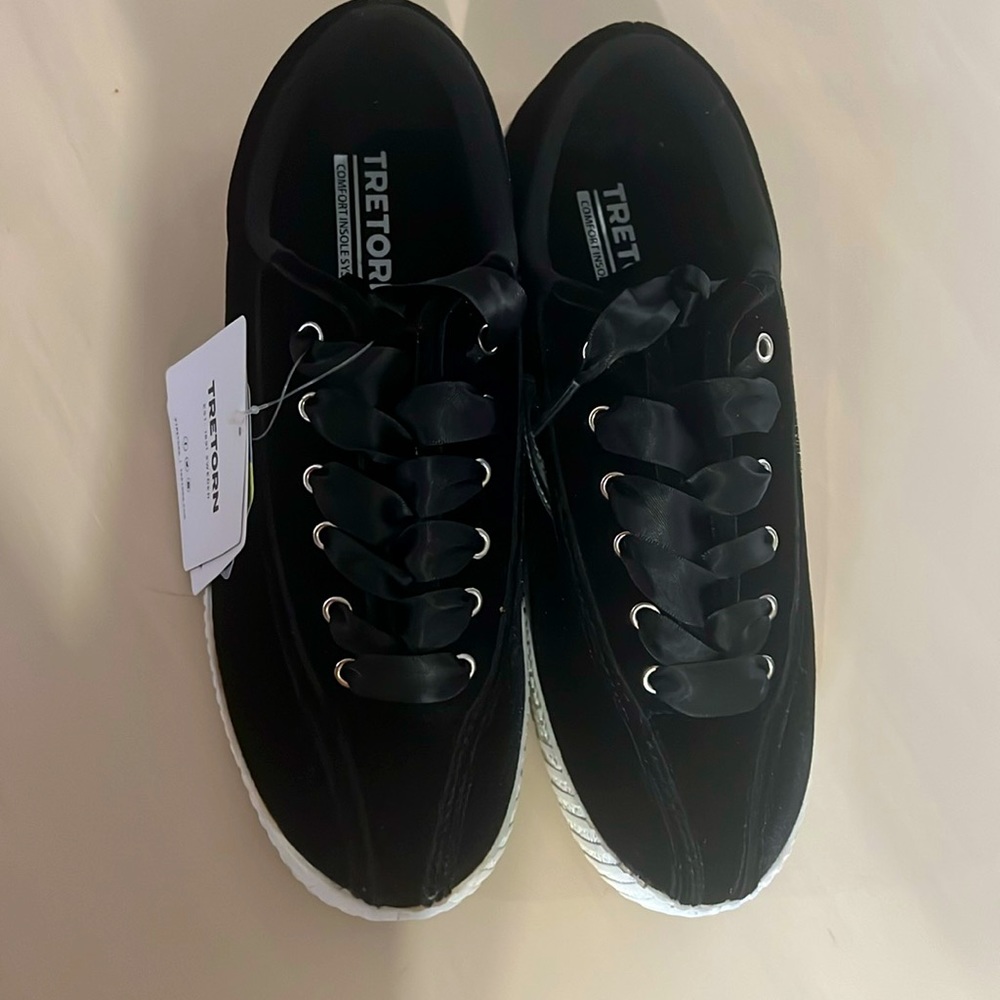 Tretorn black velvet sneakers